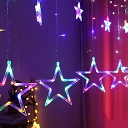 SPARK WORLD 12 Green & Purple Star Shaped LED String Lights-46