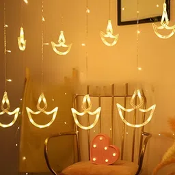 SPARK WORLD Yellow Diya-Shaped String Lights-26