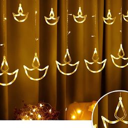 SPARK WORLD Yellow Diya Shape String Lights-2