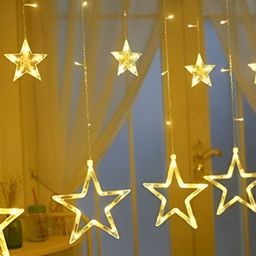 SPARK WORLD Yellow Star Shape LED Curtain Fairy String Lights-47