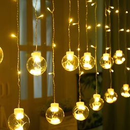 SPARK WORLD Yellow Ball Shape LED Curtain Fairy String Lights-9