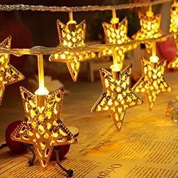 SPARK WORLD 10 Yellow Star Shaped LED String Lights-10