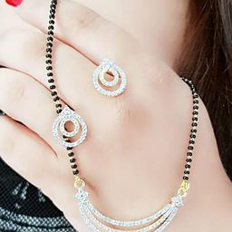 DEGHLAM Brass-Plated Stone-Studded Mangalsutra-image-11