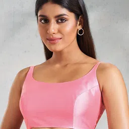 SALWAR STUDIO Round Neck Silk Saree Blouse-picture-12