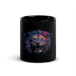 RISH Black Printed Ceramic Glossy Cups-325ml-45