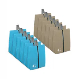 Kuber Industries Beige 12 Pieces Fabric Multi-Utility Organisers-6