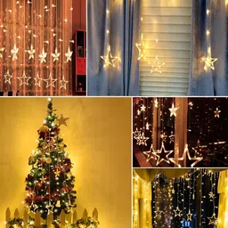 SPARK WORLD Yellow Star Shape LED Curtain Fairy String Lights image 2