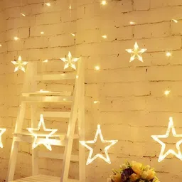 SPARK WORLD Yellow Star Shape LED Curtain Fairy String Lights image 2