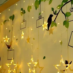 SPARK WORLD Yellow Star Shape LED Curtain Fairy String Lights image 2