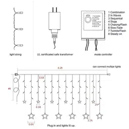 SPARK WORLD Yellow Star Shape LED Curtain Fairy String Lights image 2