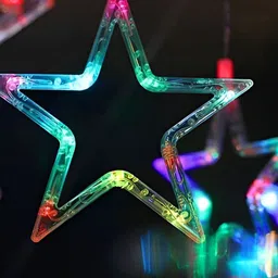 SPARK WORLD 12 Green & Purple Star Shaped LED String Lights image 4