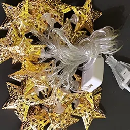 SPARK WORLD Yellow Metal Star LED String Light image 5