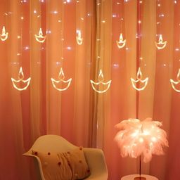 SPARK WORLD Yellow 138 Diya Shaped LED String Lights image 4