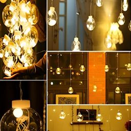 SPARK WORLD Yellow Ball Shape LED Curtain Fairy String Lights image 4