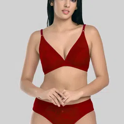 StyFun Women Maroon Self-Design Lingerie Set-52