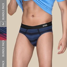 XYXX Men Pack of 2 Striped Streax Intellieaze Super Combed Cotton Briefs XYBRF2PCKN619-29