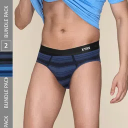 XYXX Men Striped Pack of 2 Streax Intellieaze Super Combed Cotton Brief-image-94