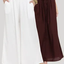 Clora Creation Women Pack of 2 Solid Wide Leg Palazzos-image-49