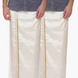 Sethukrishna Men Pack Of 2 Cream-Coloured Solid Readymade Dhoti-image-34