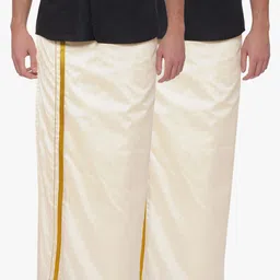 Sethukrishna Men Pack Of 2 Cream-Coloured Solid Readymade Dhoti-image-38