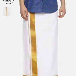 Sethukrishna Men Pack Of 2 Solid Cotton Readymade Dhoti-picture-46