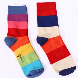 Thela Gaadi Unisex Pack Of 2 Striped Calf Length Socks-54