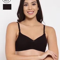 Inner Sense Set of 2 Black Full Coverage Organic Cotton Anti-Odour T-shirt Bra-13
