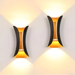 SPARK WORLD Yellow 2 Pieces Metal Rectangle Shaped Wall Lamp-51