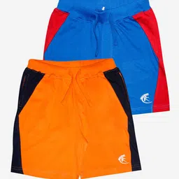 KiddoPanti Boys Pack of 2 Orange& Blue Cotton Shorts-image-60