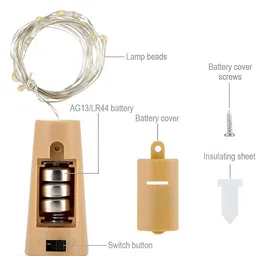 SPARK WORLD Yellow 2 Pieces Rice Shaped Cork Fairy String Lights image 3