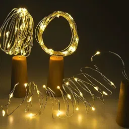 SPARK WORLD Gold Toned  Rice Shaped String Lights image 5
