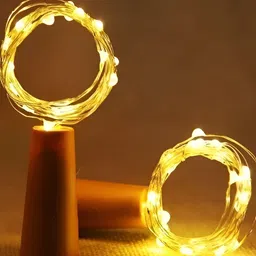 SPARK WORLD Yellow 2 Pieces Rice Shaped Cork Fairy String Lights image 2