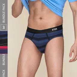 XYXX Pack Of 3 Anti Microbial Striped Cotton Briefs XYBRF3PCKN814-58