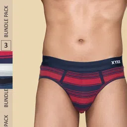 XYXX Men Striped Pack of 3 Streax Intellieaze Super Combed Cotton Brief XYBRF3PCKN820-picture-36