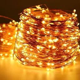 SPARK WORLD Yellow & White Rice Shape String Lights-15