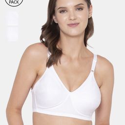 Souminie Pack of 3 White Cotton Seamless Bra-image-95