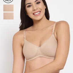 Inner Sense Pack of 3 Beige T-shirt Bra Full Coverage Lightly Padded-picture-32