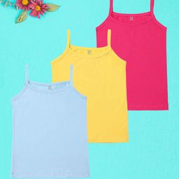 NUSYL Girls Pack Of 3 Sleeveless Cotton Camisole-picture-3