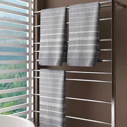 Athom Living 3 Pcs Grey & White Striped 250 GSM Premium Cotton Bath Towels-20