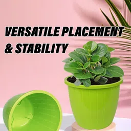 Kuber Industries Set Of 4 Green & Red Solid Flower Pot image 3