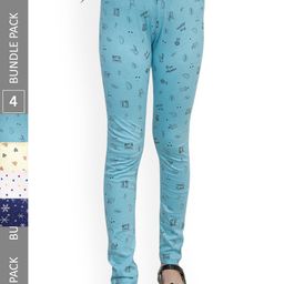 IndiWeaves Girls Pack Of 4 Conversational Printed Pure Cotton Ankle Length Leggings-image-29