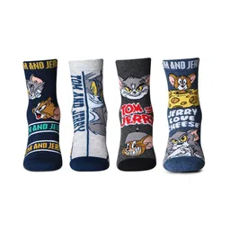 Bonjour Girls Pack of 4 Tom & Jerry Patterned Ankle Length Socks-6