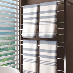 Athom Living Blue & White 4 Pieces Striped Pure Cotton 250 GSM Bath Towels-25