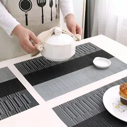 UniKart Grey 4 Pieces Textured Non-Fading Table Placemats image 2