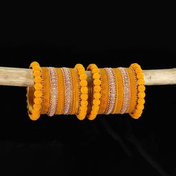 NMII Set Of 44 Zircon Studded Velvet Chuda Bangles-image-82