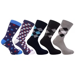 FOOTPRINTS Men Pack Of 5 Odour Free Organic Cotton Bamboo Calf-Length Socks-image-8