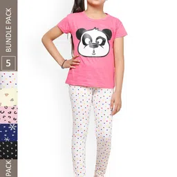 IndiWeaves Girls Pack Of 5 Printed Cotton Churidar-Length Leggings-image-10