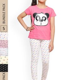 IndiWeaves Girls Pack Of 5 Printed Cotton Churidar-Length Leggings-image-19