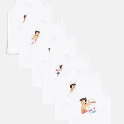 Bodycare Kids Boys Pack of 6 White Chhota Bheem Printed Innerwear Vests 961ABCDEF-50-image-53
