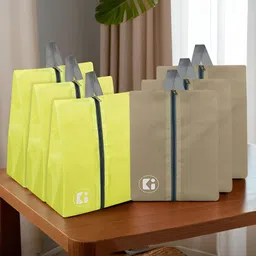 Kuber Industries Beige 6 Pieces Fabric Multi-Utility Organisers-56